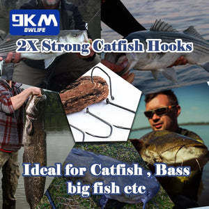 9KM Catfish Hooks Big River Hooks 25~100Pcs Live Cut Bait Fishing Hook for Catfishing Flathead Worm Hook Saltwater Freshwater