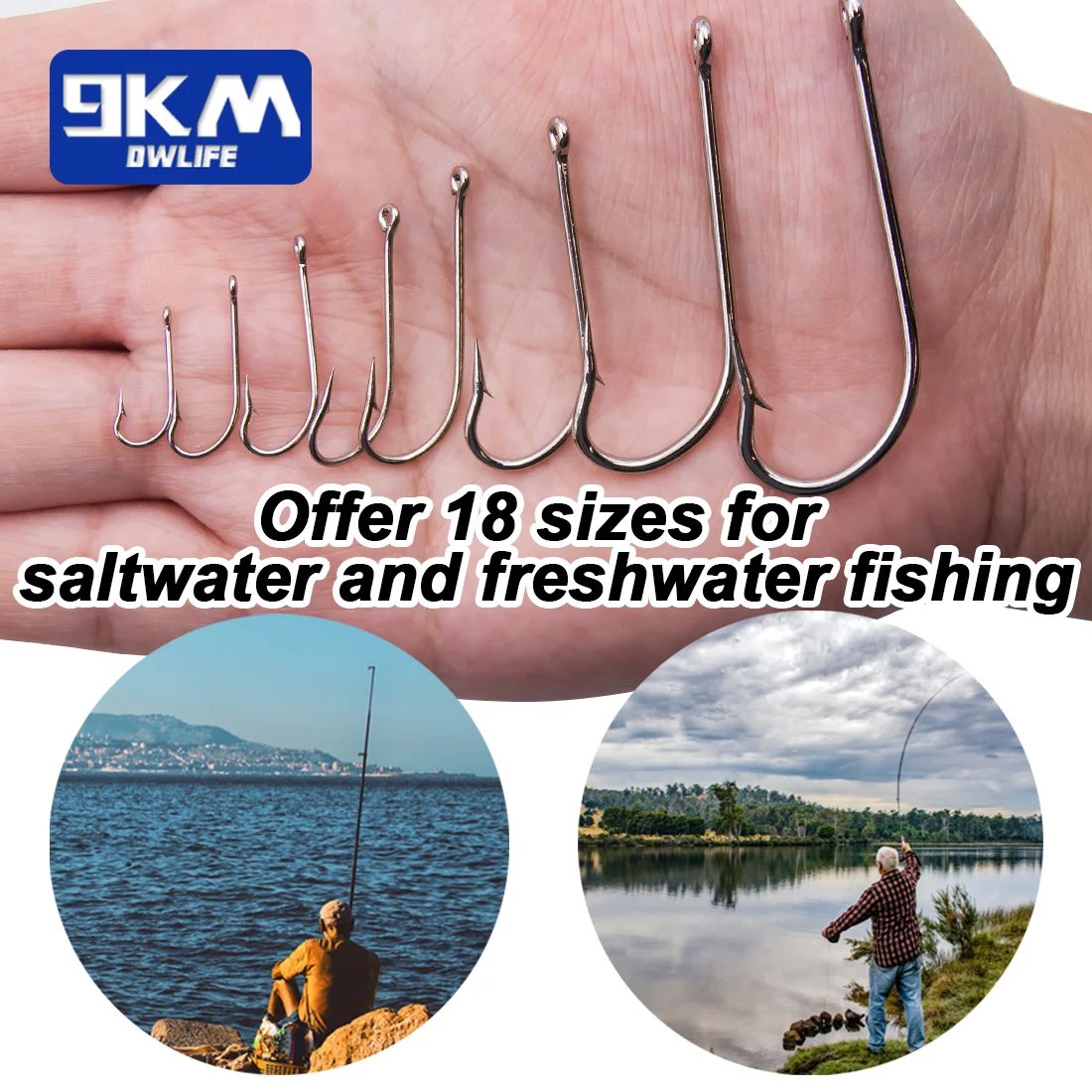 Saltwater Fishing Hooks 50~200Pcs Spear Sharp Bait Hooks Offset Hook High Carbon Steel Ringed eye Aberdeen Catfish Bass Hooks