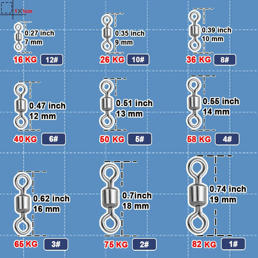 Stainless Steel Rolling Barrel Swivels Fishing Line Connector