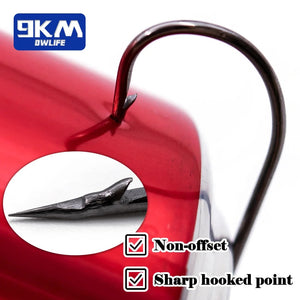 9KM Fishing Offset Worm Hooks  EWG  Wide Gap Barbed