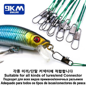 9KM Fishing Leaders Line Stainless Steel Wire with Swivels Snap Connect Fishing Tackle Lures Hooks Saltwater&Freshwater 10~30Pcs