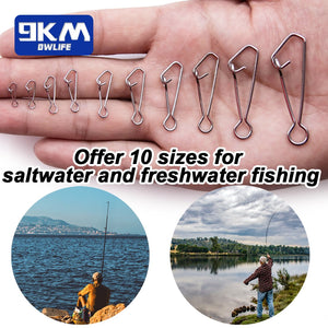 Fishing Snap 50~200Pcs Stainless Steel Saltwater Fishing Hook Lure Connector Tackle Fast Fishing Clip Lock Snap Weights Trolling