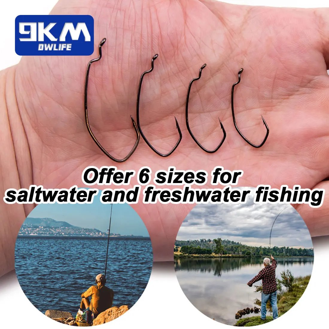 9KM EWG Offset Worm Hooks 25~100Pcs Texas Rig Hooks Eye Down Shot Bass Hook Wide Gap Soft Bait Hooks Freshwater Saltwater 4~2/0#