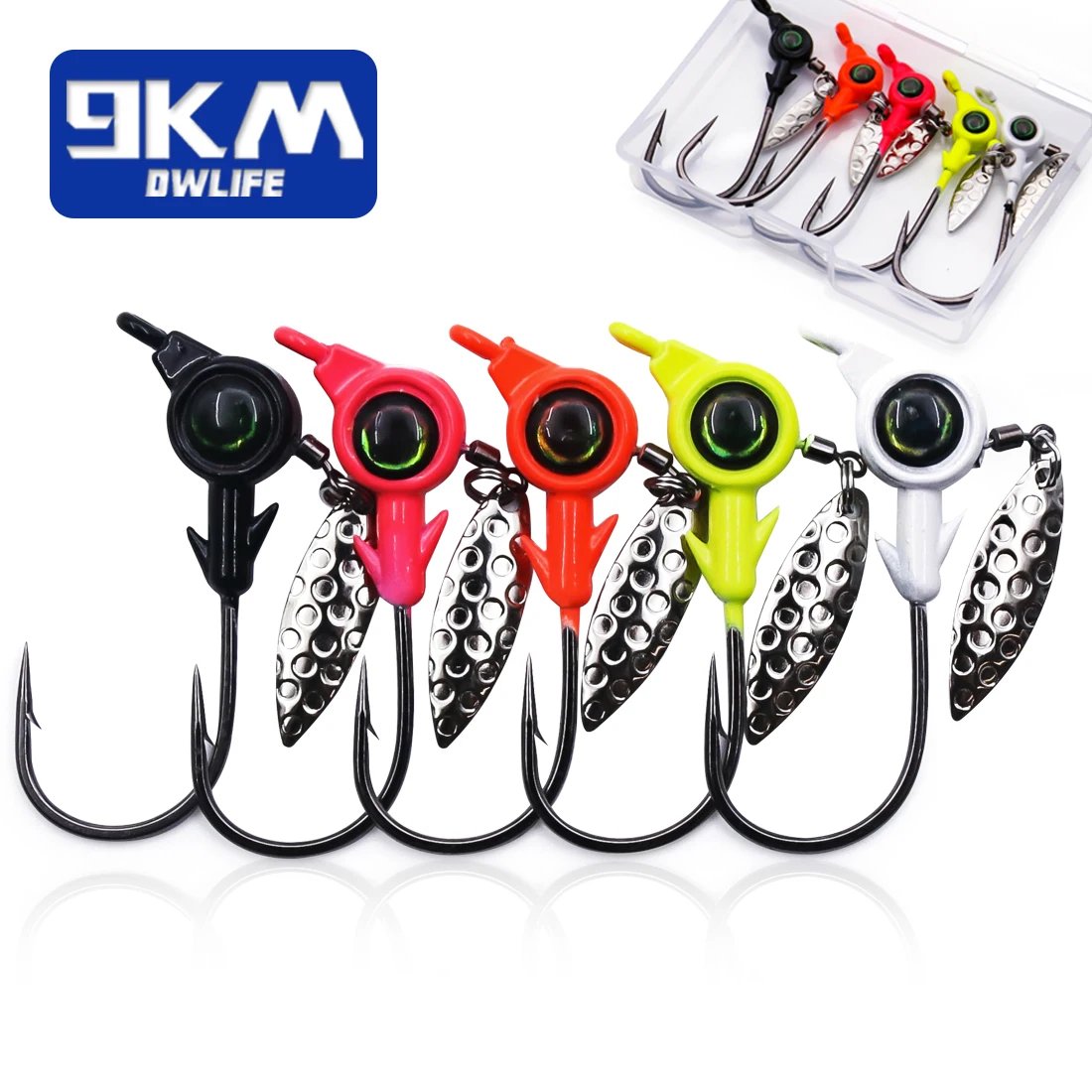 Underspin jig Heads Crappie Fishing Hooks 3.5~10g Swimbait Jig Head Hook 3D Eye Spinner Willow Blade for Fishing Lure Tackle Box