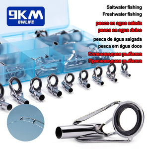 Fishing Rod Guides Tips Top Casting Ceramic Ring with Box Stainless Steel Frame All Size for Saltwater and Freshwater Fishing