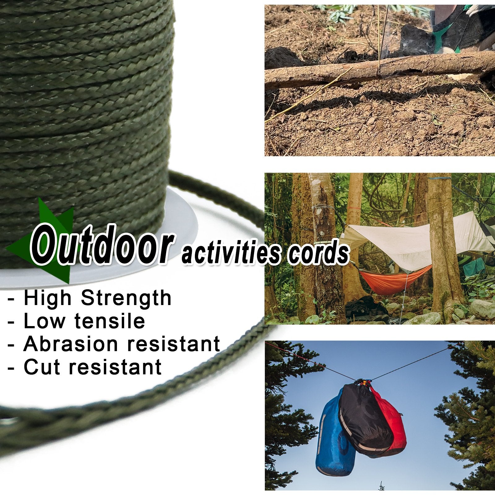 Kevlar Line 1.1~2.3mm Braided Fishing Line Outdoor Hammock Camping Parachute Backpack Tarp Cord Kite String Fishing Assist Line