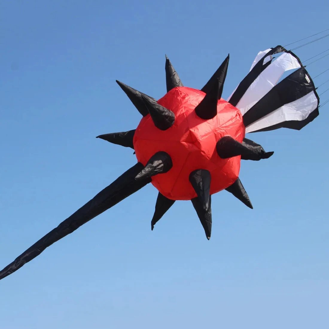 9KM 5.2m Spikey Balls Kite Line Laundry Kite Pendant Soft Inflatable Show Kite for Kite Festival 30D Ripstop Nylon with Bag