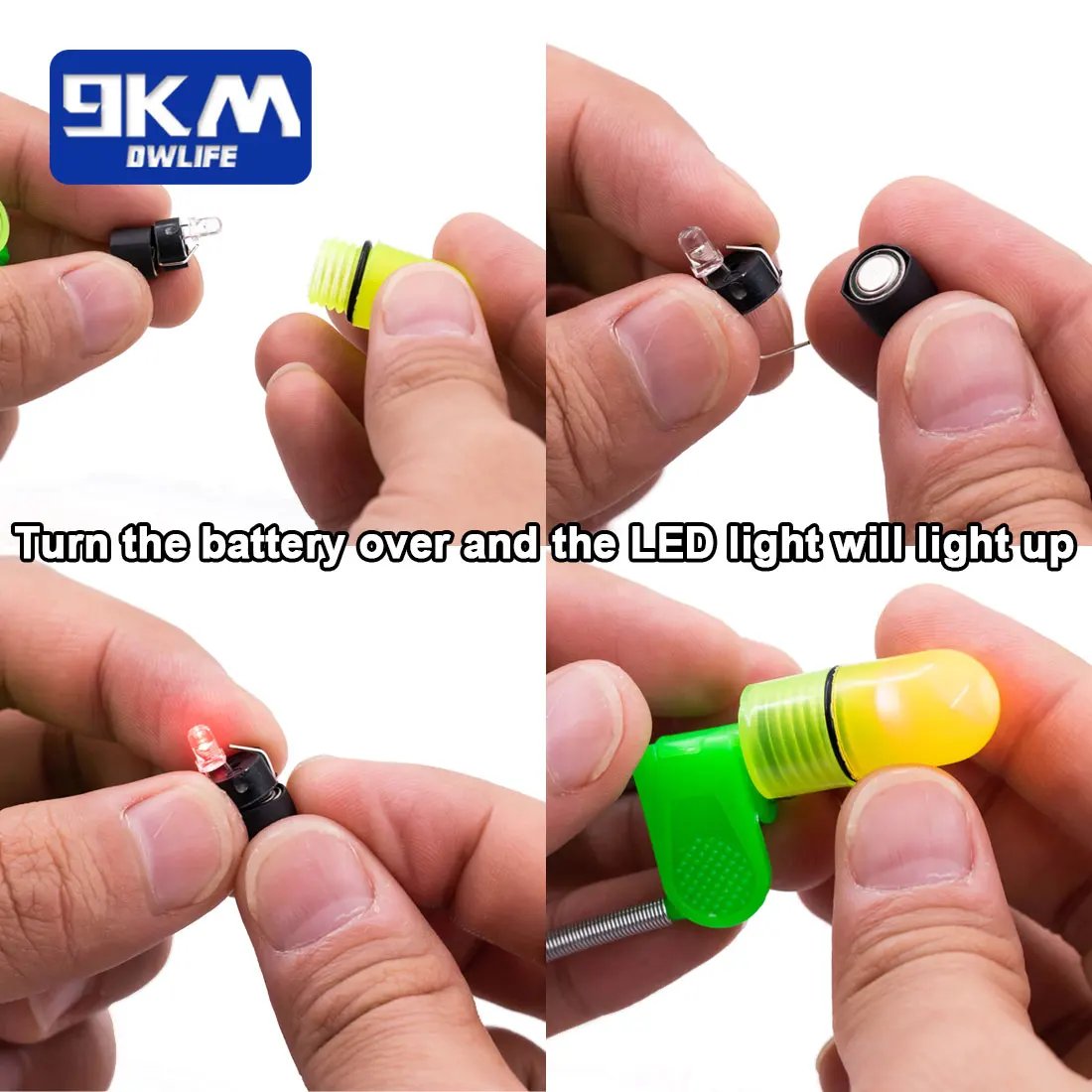 10Pcs Fishing Bells for Rods Bite Bait Alarm Light Clip Night Twin Bells Ring Night Sea Fishing with LED Light Catfishing Tackle