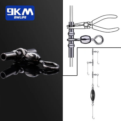 3-Way Fishing Swivels 15~60Pcs Fishing Barrel Swivels T-Shape Cross Line Swivel Connector Crimp Sleeve Saltwater Fishing Tackle