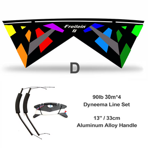 Freilein 2.38m Quad Line Stunt Kite Windrider IV Large Professional Acrobatic Kite PC31 Handle + 4x30mx90lb Dyneema Lines + Bag Kit Available