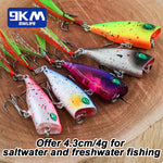 Lade das Bild in den Galerie-Viewer, Minnow Lures Popper Set Crankbaits 4g Fishing Hard Baits with Treble Hook Swimbaits Boat Topwater Lures for Trout Bass Perch
