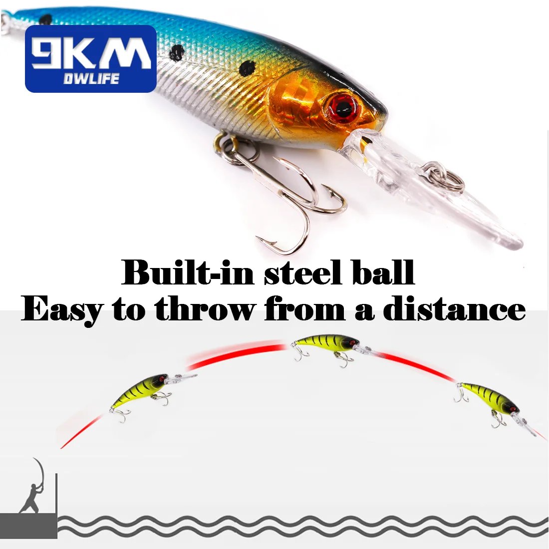 Minnow Lures Popper Crankbaits 8g Fishing Hard Baits Swimbaits Boat Topwater Lures for Trout Bass Perch Catfish with Treble Hook