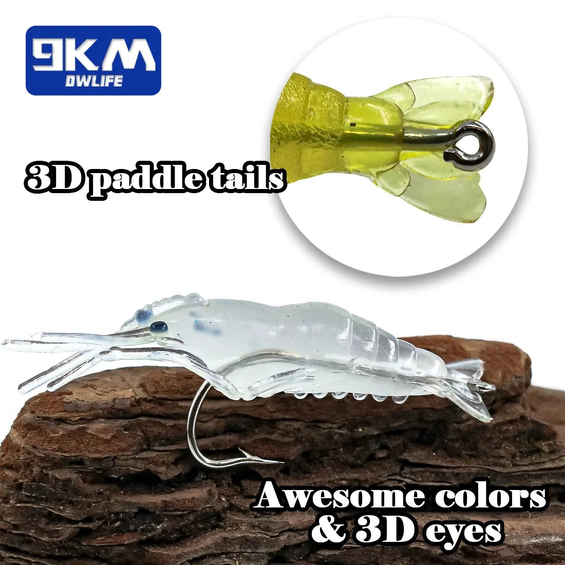 Soft Plastic Shrimp Lure with Hook Crappie Micro Grass Shrimp for Trout Catfish Bass Fishing Prawn Lures Freshwater Saltwater