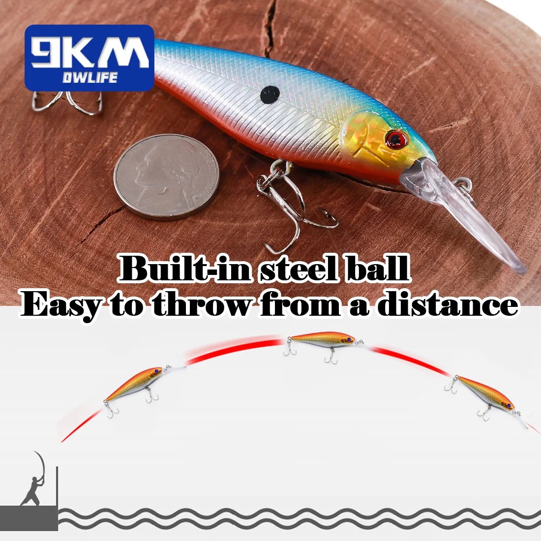 Minnow Lures 10.5g Fishing Lures Swimbaits Boat Topwater Hard Baits for Trout Bass with Treble Hook Saltwater Freshwater 11.5cm