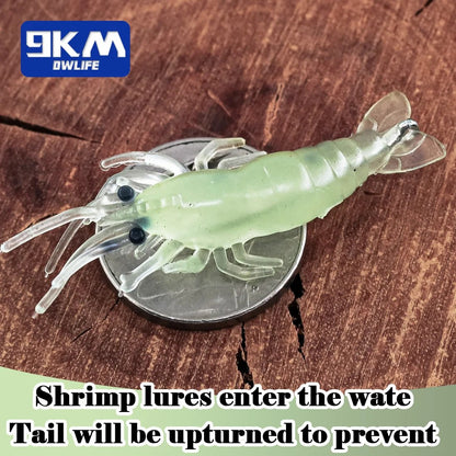 Soft Plastic Shrimp Lure with Hook Crappie Micro Grass Shrimp for Trout Catfish Bass Fishing Prawn Lures Freshwater Saltwater