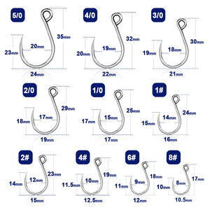 9KM Fishing Hooks 25Pcs Fishing Jigging Hook Carp Eye Worm Barbed Inline Hooks