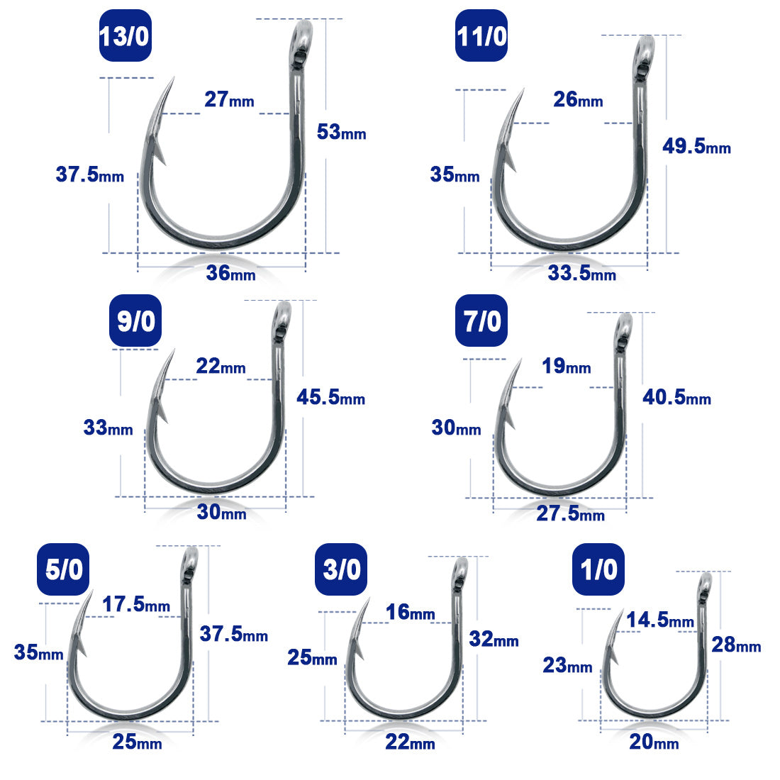  Fishing Hooks Saltwater Extra Strong Stainless Steel