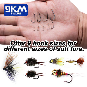 9KM Fly Tying Hooks Nymph Hook 50~200Pcs Jig Hooks Fly Tying Materials Dry Nymph Strimp&Pupa Pupa Hooks Barbed Fishing Tackle