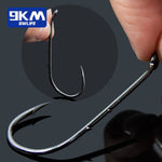 Lade das Bild in den Galerie-Viewer, 9KM Baitholder Fishing Hooks 50~200Pcs Live Bait Hook Barbed Shank Down Eye Offset Circle Hook
