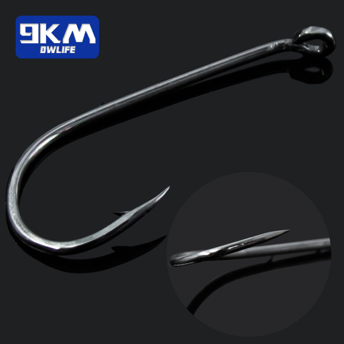 9KM Baitholder Fishing Hooks 50~200Pcs Live Bait Hook Barbed Shank Down Eye Offset Circle Hook Carp Fishing Jig Worm Hook Tackle