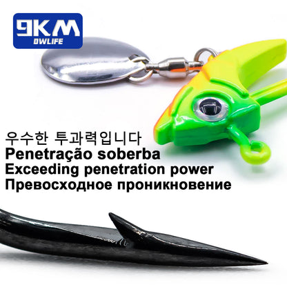 Fishing Jig Hook 7.5~15g Triangle Head Jig Barbed Fishing Hooks Soft Worm Lure with Sequins Spoon Bionic Fish Head Fishing Hook