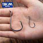 Load image into Gallery viewer, 9KM Circle Fishing Hooks 25~50Pcs Offset Carp Fishing Live Bait Barbed Hooks Catfish Bass Octopus Fishing Hooks Tackle Saltwater
