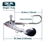 Load image into Gallery viewer, Fishing Jig Hook 7.5~15g Triangle Head Jig Barbed Fishing Hooks Soft Worm Lure with Sequins Spoon Bionic Fish Head Fishing Hook
