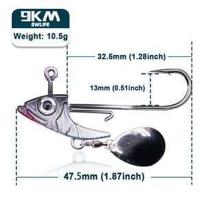 Fishing Jig Hook 7.5~15g Triangle Head Jig Barbed Fishing Hooks Soft Worm Lure with Sequins Spoon Bionic Fish Head Fishing Hook