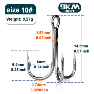 Fishing Treble Hooks 25~50Pcs Brabed Sharp Triple Sea Fishing