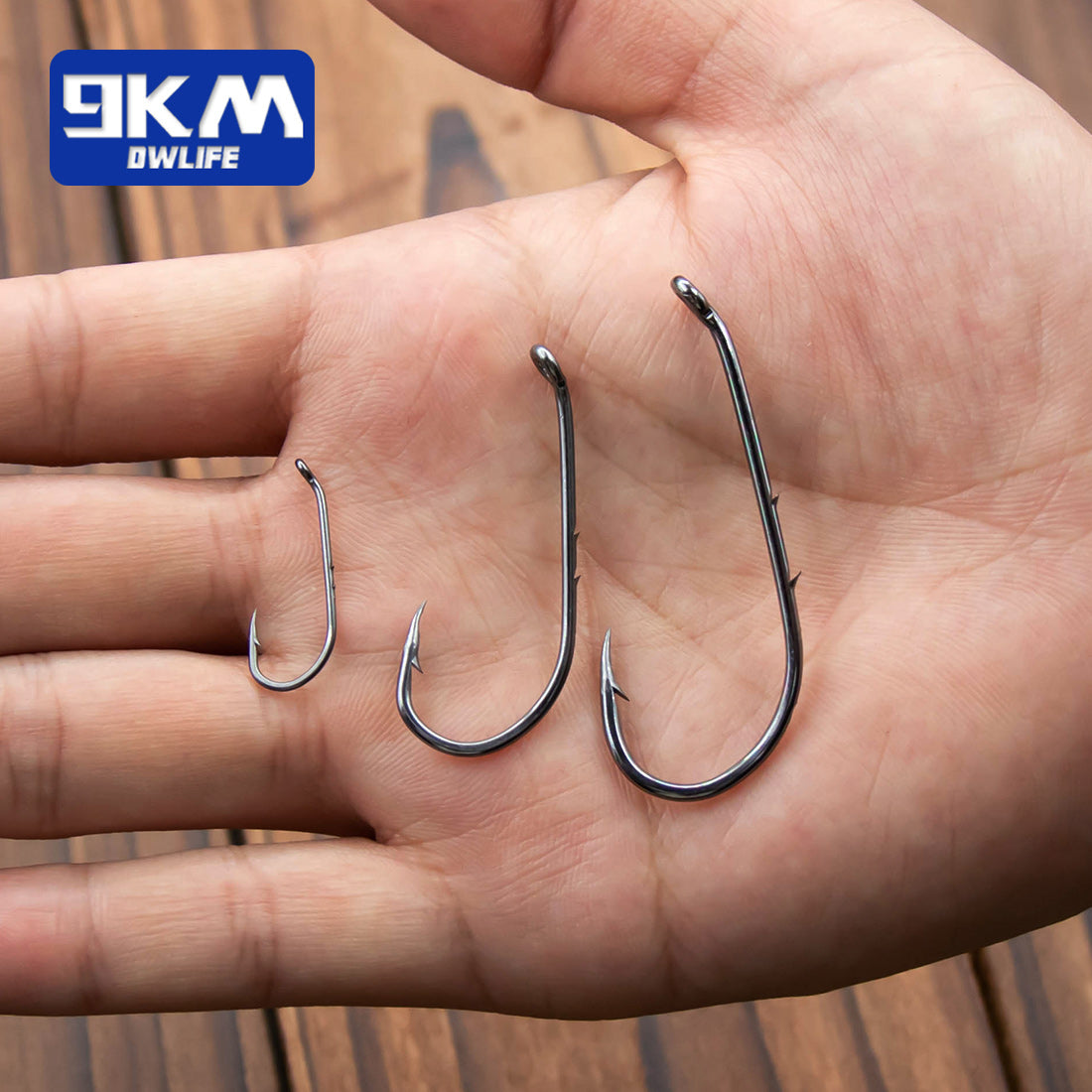 9KM Baitholder Fishing Hooks 50~200Pcs Live Bait Hook Barbed Shank Down Eye Offset Circle Hook Carp Fishing Jig Worm Hook Tackle