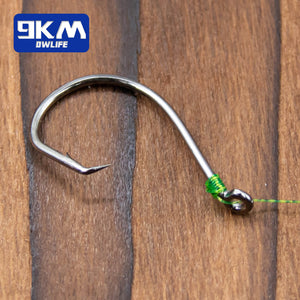 9KM Circle Fishing Hooks 25~50Pcs Offset Carp Fishing Live Bait Barbed Hooks Catfish Bass Octopus Fishing Hooks Tackle Saltwater