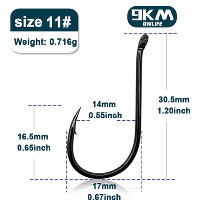 9KM Fishing Hooks 50~100Pcs Octopus Beak Hook Carp Fishing Jigging Hook Barbed Black High Carbon Steel Ice Fishing Accessories