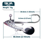 Lade das Bild in den Galerie-Viewer, Fishing Jig Hook 7.5~15g Triangle Head Jig Barbed Fishing Hooks Soft Worm Lure with Sequins Spoon Bionic Fish Head Fishing Hook
