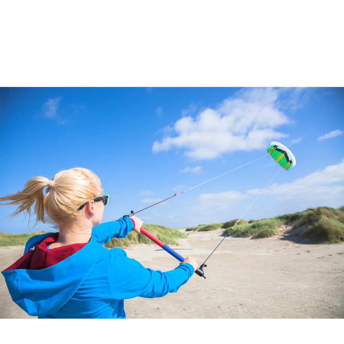 1sqm Power Traction Kites 2 x 20m x 220lb Flying Lines + Kite Wrist Strap + Bag