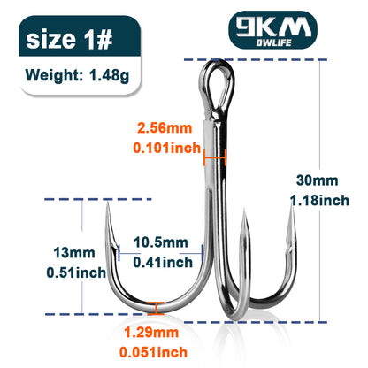 Fishing Treble Hooks 25~50Pcs Brabed Sharp Triple Sea Fishing Hooks Hard Lures for Freshwater Saltwater Fishing Accessories