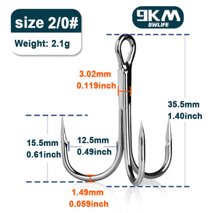 Fishing Treble Hooks 25~50Pcs Brabed Sharp Triple Sea Fishing Hooks Hard Lures for Freshwater Saltwater Fishing Accessories