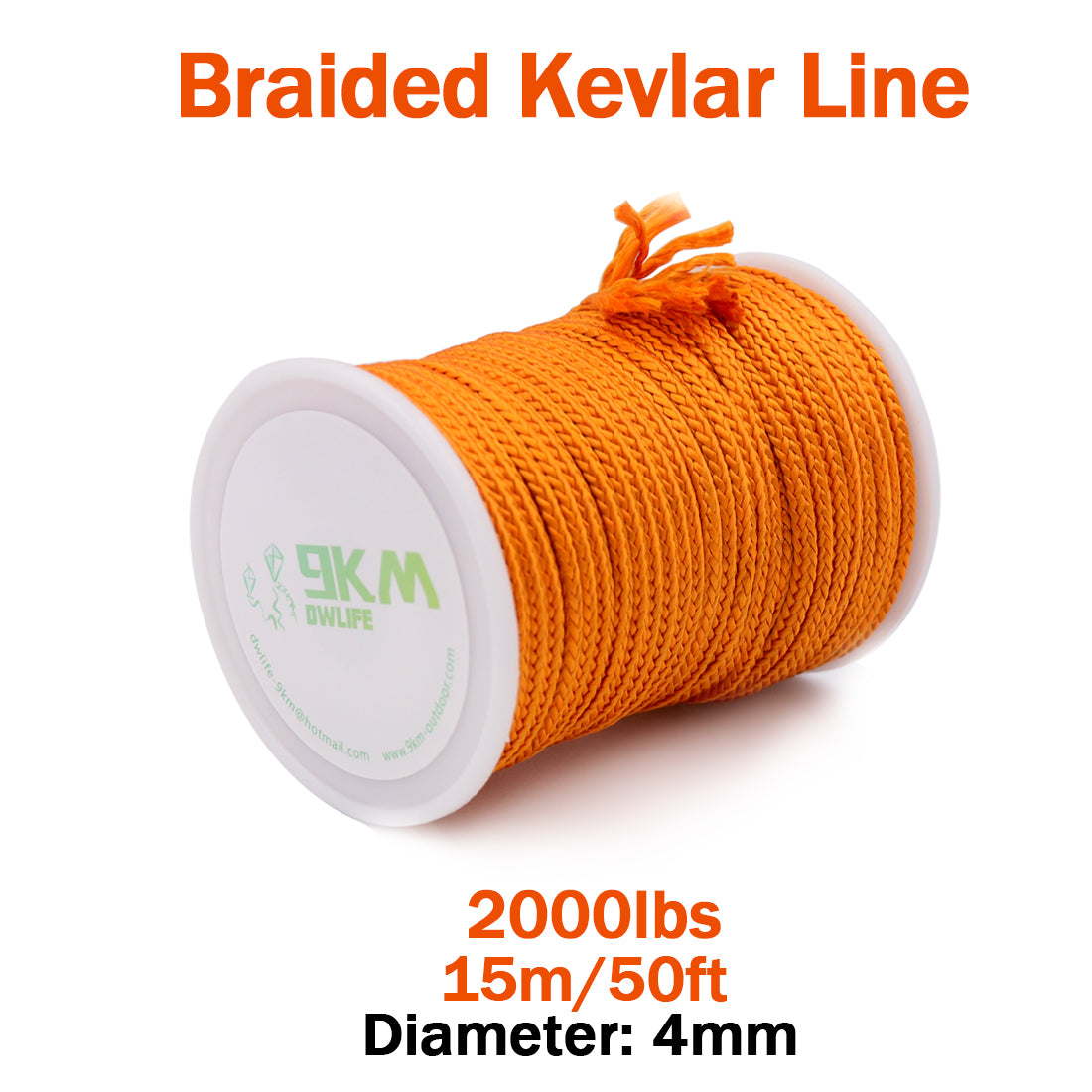 High Strength Orange Kevlar Line（Small Roll） – 9km-dwlife
