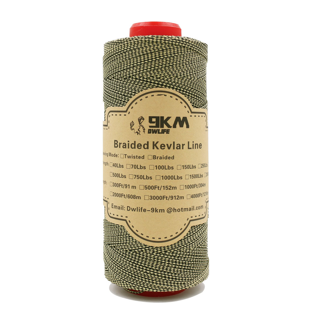 80lb-400lb Black＆Yellow Braided Kevlar Line (On Spool)