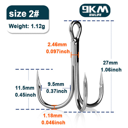 Fishing Treble Hooks 25~50Pcs Brabed Sharp Triple Sea Fishing Hooks Hard Lures for Freshwater Saltwater Fishing Accessories