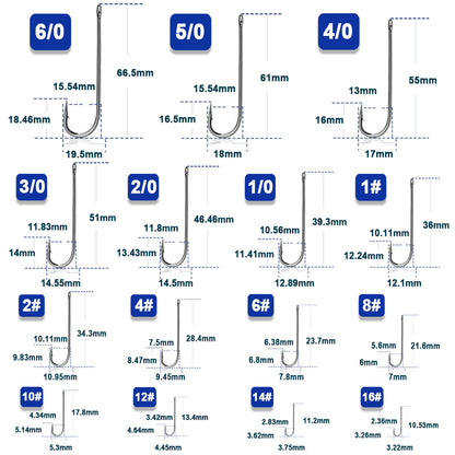 Fishing Hooks Long Shank Hooks Barbed Sea Aberdeen Hooks