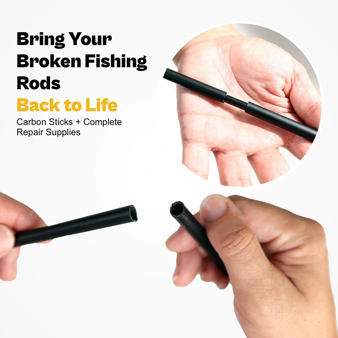 6Pcs Carbon Fiber Rod Fishing Rod Repair Tool Fishing Rod Repair Tools  Fishing Rod Repair Carbon Fiber