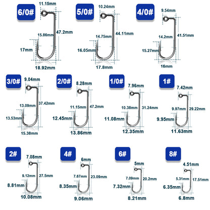 Fishing Jig Hook 50~200Pcs Degree Jig Hook High Carbon Steel Long Shank