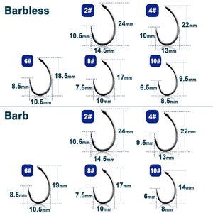 Carp Fishing Hooks 50~100Pcs BarbedBarbless Fishing Hooks