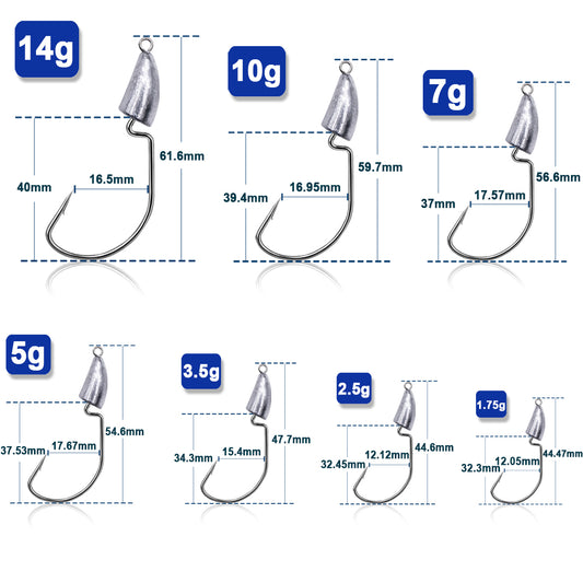 Bullet Jig Heads Fishing Hooks Saltwater Wide Gap Worm HooksBullet Jig Heads Fishing Hooks Saltwater Wide Gap Worm Hooks