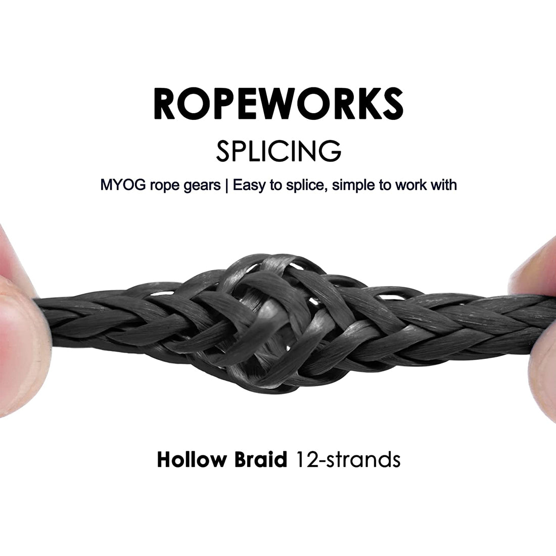 0.8~1.6mm UHMWPE Cord Spectra Line Hollow Braided UV-resistnce Outdoor Repair Spliceable Rope for Spearfishing Stunt Kitesurfing