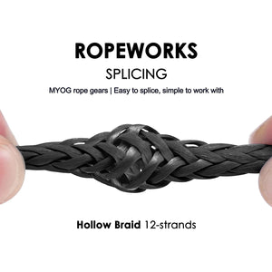 0.8~1.6mm UHMWPE Cord Spectra Line Hollow Braided UV-resistnce Outdoor Repair Spliceable Rope for Spearfishing Stunt Kitesurfing