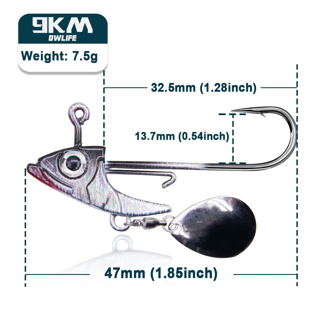 Fishing Jig Hook 7.5~15g Triangle Head Jig Barbed Fishing Hooks Soft Worm Lure with Sequins Spoon Bionic Fish Head Fishing Hook
