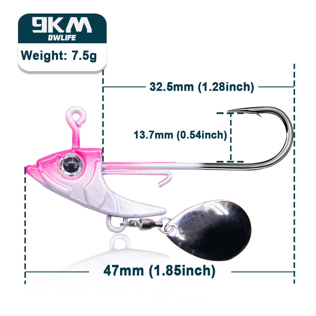 Fishing Jig Hook 7.5~15g Triangle Head Jig Barbed Fishing Hooks Soft Worm Lure with Sequins Spoon Bionic Fish Head Fishing Hook