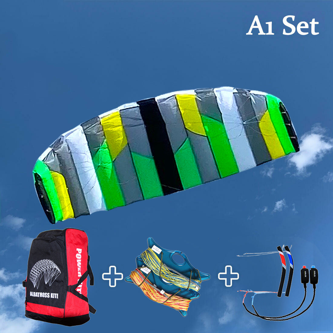 3m² 4 Line Trainer Power Kite with Line and Bar Kiteboarding