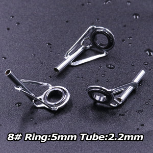 Silver 5Pcs Fishing Rod Tip Guides 1.6mm-3.2mm